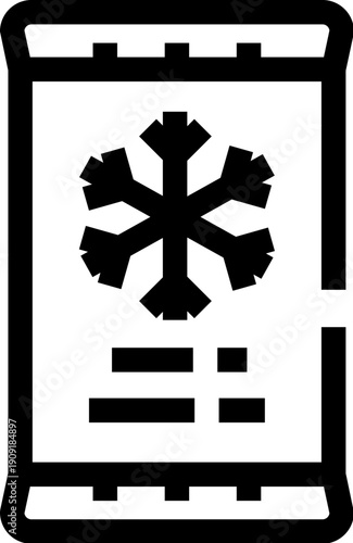 Frozen food package displaying a snowflake symbol, representing cold storage and refrigeration for groceries, indicating items requiring freezing or chilled conditions