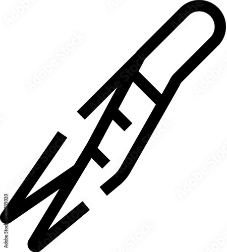 Slim black and white line icon of tweezers for beauty and personal care, showing precise eyebrow and hair removal tool in minimalist vector style for ui, web, and print use