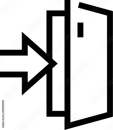 Login icon showing an arrow entering an open door, minimalist line art symbol for access, sign in, authentication, portal entry, account login, and online authorization