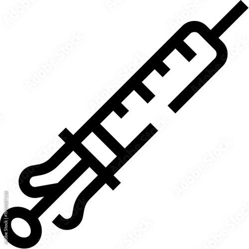 Syringe line art icon representing medical treatment, healthcare services, vaccination programs, and drug delivery, designed for digital use and graphic representation