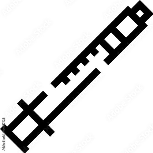 Syringe pixel icon representing medical treatment, vaccination, and healthcare, illustrating the delivery of medicine and inoculation for various medical applications