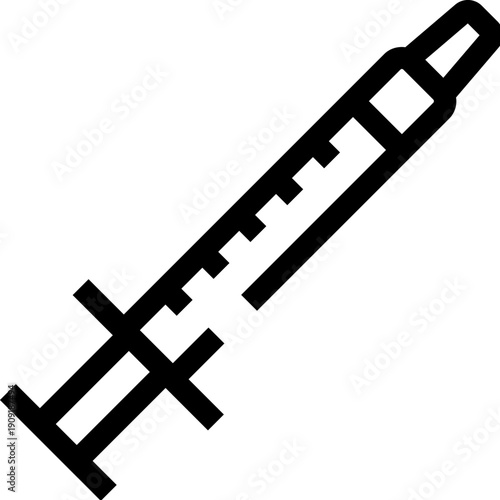 Syringe line icon presenting medication, injection, and healthcare concepts for immunization, disease prevention, and various medical procedures in a modern digital graphic