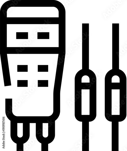 Electronic multimeter device with probes presenting line art illustration, symbolizing electrical testing, component repair, and diagnostic tools for technicians