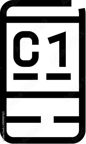 Book symbol representing educational material or language proficiency levels, ideal for indicating competency, learning, or advanced skill in a structured format