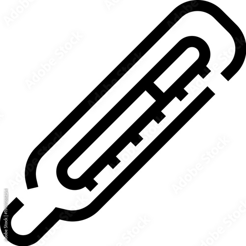 Thermometer line icon showing temperature measurement for health monitoring and fever detection, minimalist black outline pictogram for medical, clinic, app and web use