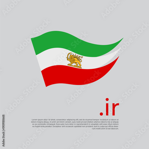 Flag of iran lion and sun. Patriotic banner of iran, cover, flyer. Protest, riot, revolution. Stripes colors iranian flag on white background. Vector stylized design national poster, place for text