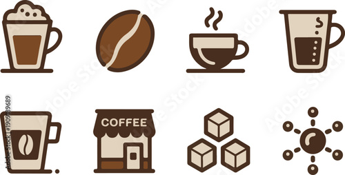 coffee icons set