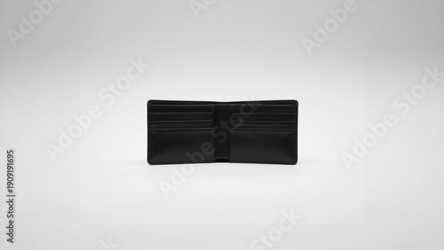 Sleek black leather wallet with multiple card slots and cash compartment