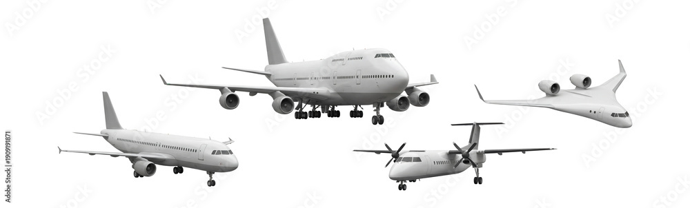 Obraz premium Passenger airplane model set.