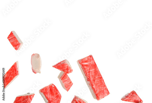 Cut tasty crab sticks flyin...