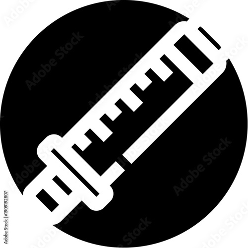 Syringe icon representing medical treatment, immunization, and disease prevention, suitable for conveying health, safety, and pharmacology information in a clear and universal graphic
