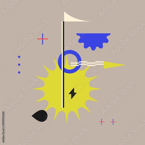Abstract composition with dynamic and geometric shapes. Modern template, vector background for design.
