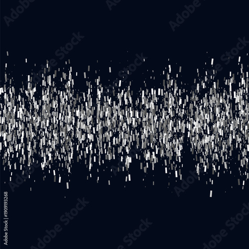 Monochrome rectangular particles on a dark background. Abstract background. Grayscale background.