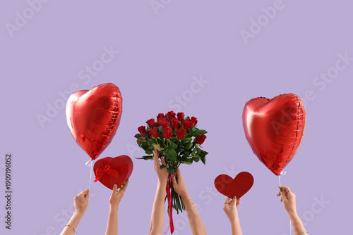 Female hands with balloons,...
