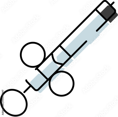 Dental anesthetic syringe icon with needle and finger rings, representing pain management, dentistry, and medical injections for a variety of healthcare applications