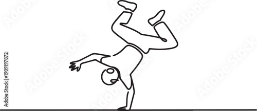 breakdancer set performing handstand.one line icon illustration with white background