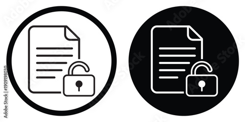 Professional vector graphic featuring a document file with a padlock. Symbolic illustration for data protection, confidential files, information security, and digital privacy standards.