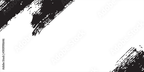 White grunge brush and chalk underline strokes vector set. Hand drawn paint streaks and charcoal texture lines on black background, rough artistic divider illustration.