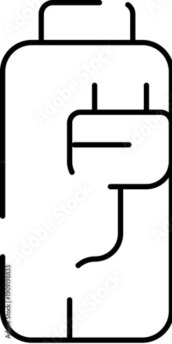 Hand making a fist while symbolizing an empty battery, representing concepts like power depletion, low energy, and the need for recharging or restoration