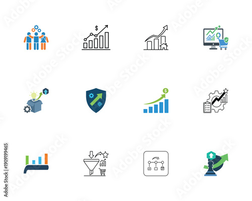Business growth strategy with people teamwork graphs charts