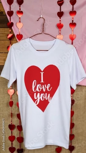 White T-shirt with heart design for Valentine's Day