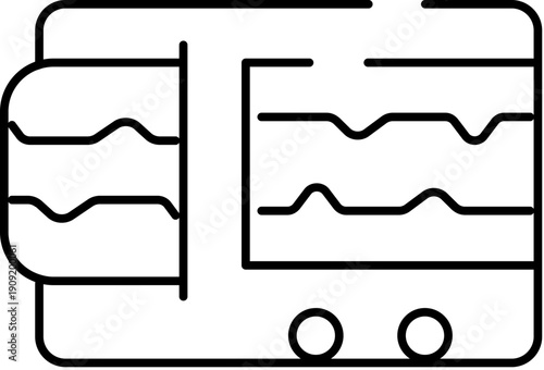 Outline icon representing a medical device or monitor displaying an electrocardiogram, essential for healthcare, health monitoring, and various medical applications