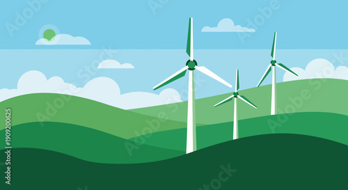 Sustainable Energy Landscape with Wind Turbines.