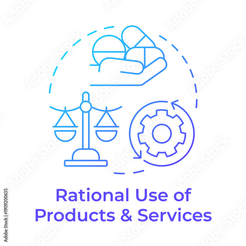 Rational use of products and services blue gradient concept icon. Pharmaceutical law, drug regulation. Round shape line illustration. Abstract idea. Graphic design. Easy to use in presentation
