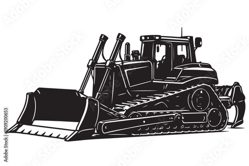 Bulldozer silhouette side view earth moving machine