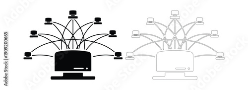 Digital network connecting multiple devices to a central hub