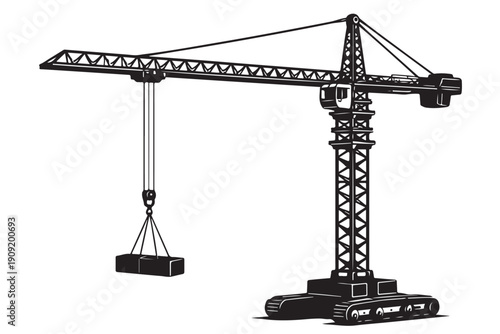 Construction crane silhouette side view american building industry equipment