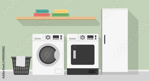 Laundry room with washing machine and dryer.