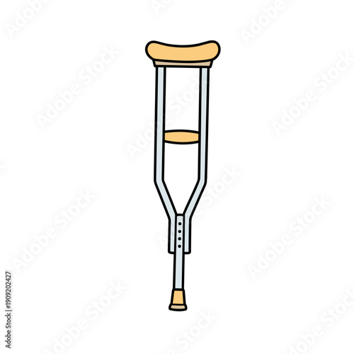 Crutch with wooden handle and metal support for rehabilitation use  