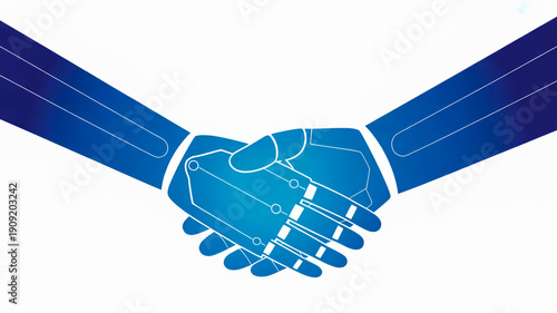 Blue robotic hands shaking handshake technology robotics artificial intelligence