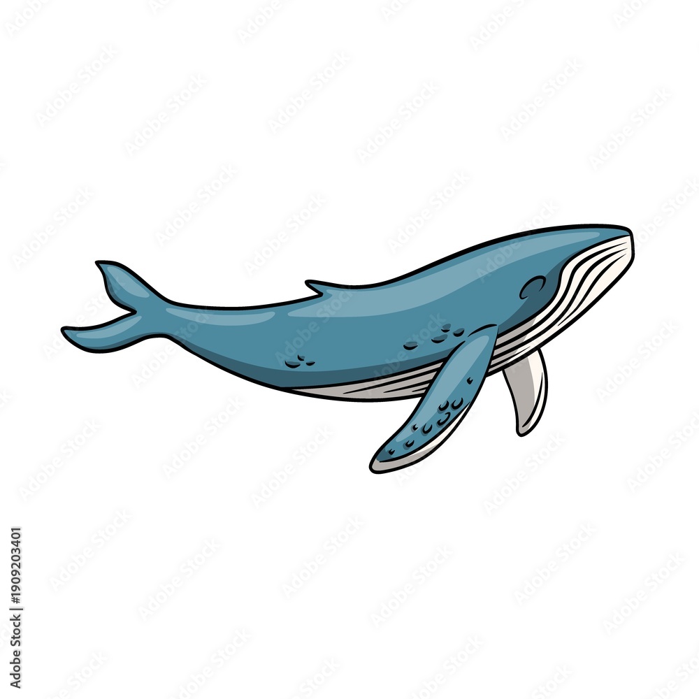 Obraz premium Majestic blue baleen whale swimming in the ocean illustration