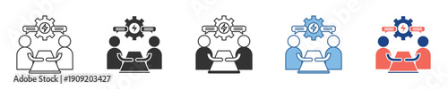 Strategic Business Meeting Collaboration Icon Illustrates Teamwork, Financial Planning, and Effective Management Concepts