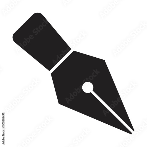 Minimalist Fountain Pen Nib Silhouette Classic Writing and Calligraphy Icon Vector