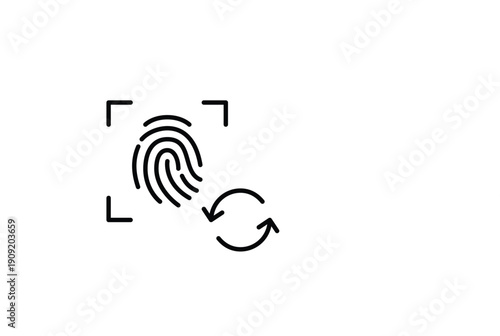 Fingerprint id and renew arrows. Access renewal. biometric update. Pixel perfect, editable stroke vector icon