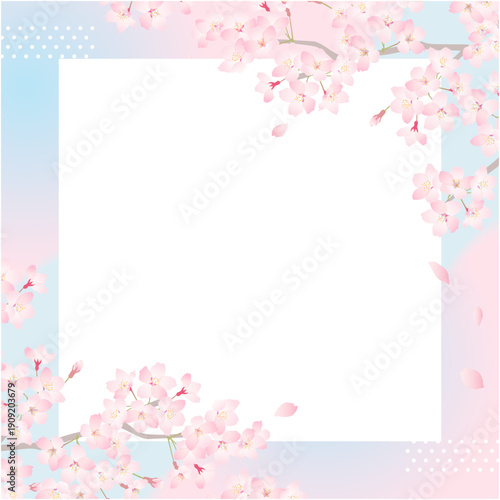 桜フレーム　春のグラデーションバナー素材