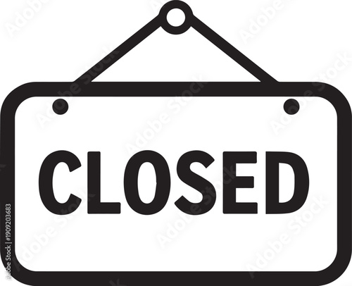 A simple, graphic representation of a 'Closed' sign, offering a clear visual communication of business hours.