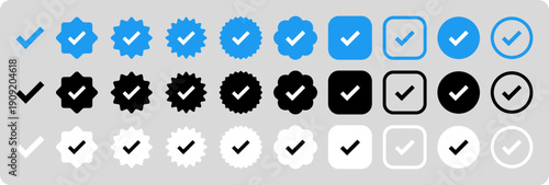 Set of Verified Tick Badges and Icons.