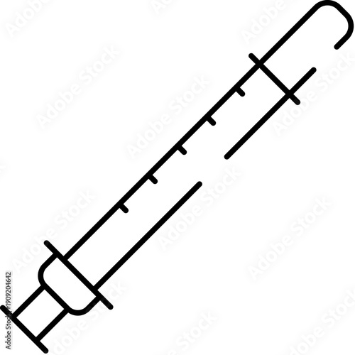 Syringe line art icon representing modern healthcare, medical treatment, vaccination campaigns, drug delivery, and pharmaceutical research for disease prevention and global public health