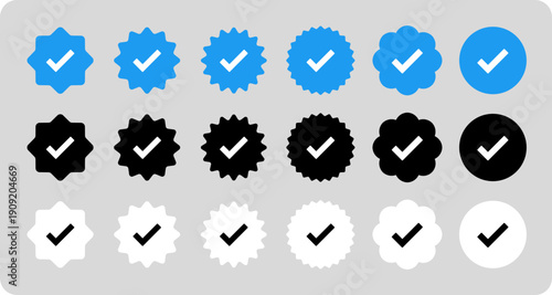 Set of Verified Tick Badges and Icons.