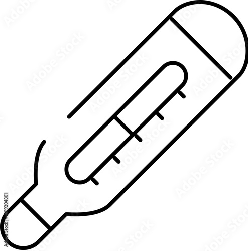 Clinical thermometer icon representing fever, temperature measurement and diagnostic monitoring for medical care, patient checkups, infection detection and health prevention