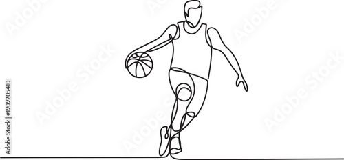 Continuous one line drawing Basketball sports concept.one line icon illustration with white background