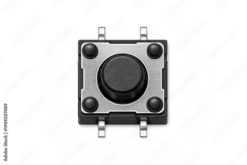 Fototapeta premium Top-view switch design featuring metallic elements on gray background