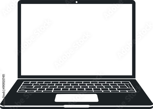 Vector illustration of a modern laptop with a blank white screen isolated on white