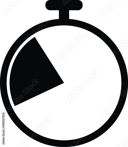 Single black stopwatch with a quarter segment filled indicating a portion of time elapsed