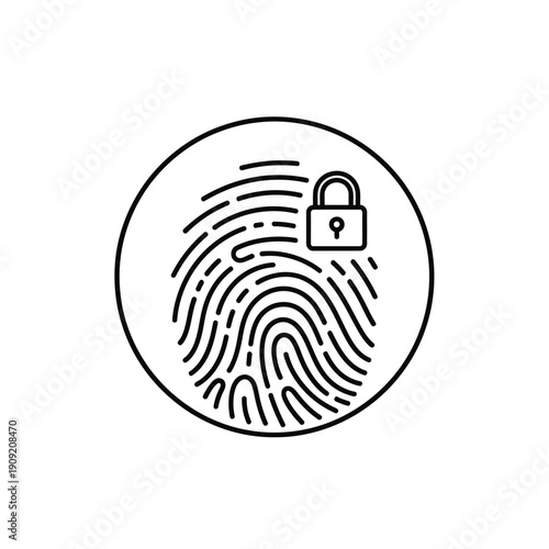 Fingerprint with Padlock Icon – Biometric Security and Data Protection Concept