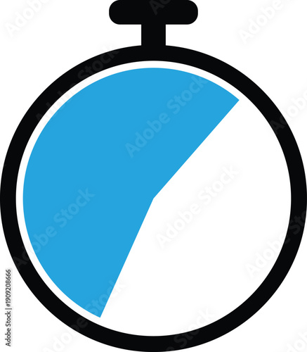 Stopwatch with a segment of blue and white on a white background timer time clock